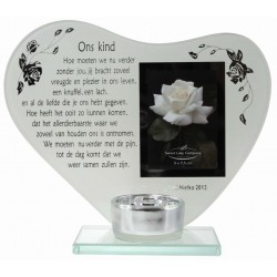 Foto Waxinehart met gedicht "Ons kind" 